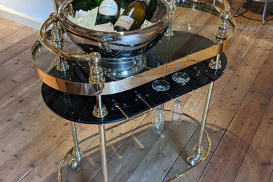 A.N.D. Bespoke Polished Brass Champagne Drinks Trolley