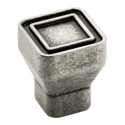 POLARA SQUARE CABINET KNOB - AGED PEWTER - Cabinet And Drawer Knobs