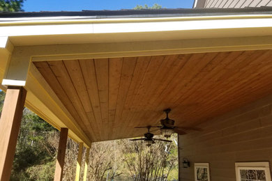 Mid-sized traditional house exterior idea in Houston