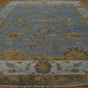 Silver Blue Oushak Oriental Rug 100 Percent Wool Hand Knotted, 10'1"x13'10"