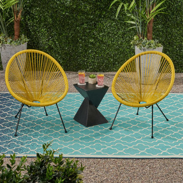 Major Outdoor Hammock Weave Chair With Steel Frame, Set of 2, Yellow, Black
