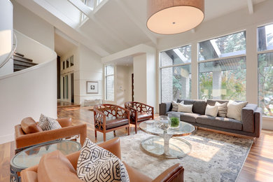 Trendy living room photo in Calgary