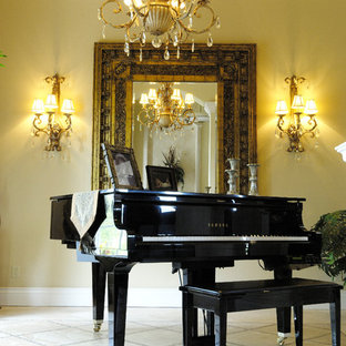Design ideas for a large mediterranean living room in Tampa.