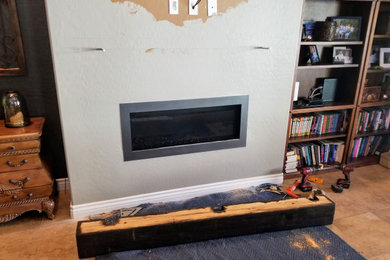 Accent Fireplace Wall with Barn Beam Mantel
