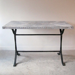 Wrought Iron Wishbone Trestle Table Base with Zinc Envelope Top - Products