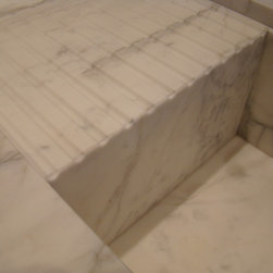 Callacatta Gold Kitchen Island with Custom Sink and Drain Board - Kitchen Countertops