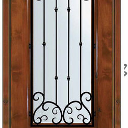 Pre-hung Single Door 80 Alder Valencia 1 Panel 3/4 Lite Wrought Iron - Front Doors