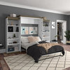 Orion  124W Queen Murphy Bed With 2 Shelving Units (125W) In White & Walnut...