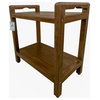 Classic Teak Shower Bench With LiftAid Arms With Shelf, 18"