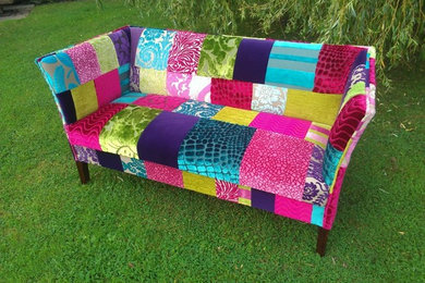 Patchwork sofa Designers guild Fabric. Designed by Katie moore.