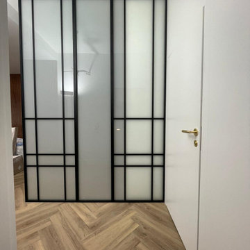 Art deco-style walk-in wardrobe