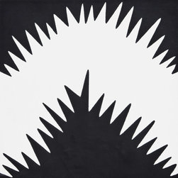Moroccan Mosaic and Tile House - Bettana Handmade Cement Tile, Black/White, Sample - Wall And Floor Tile
