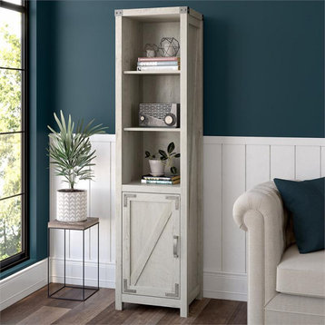 Bush Furniture Knoxville Tall Narrow 5 Shelf Bookcase with Door in Cottage White