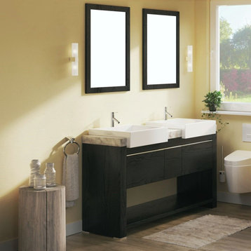 57.75  in Double sink vanity-Wood-black