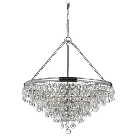 Calypso 6 Light Crystal Teardrop Bronze Chandelier