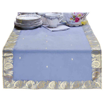 Gray - Hand Crafted Table Runner (India) - 16 X 108 Inches