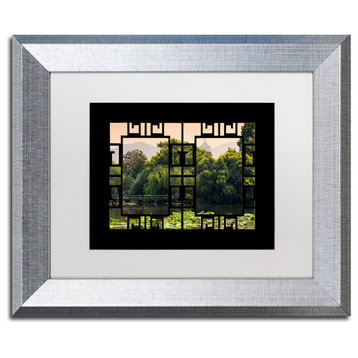 Philippe Hugonnard 'Pagoda Lake' Art, Silver Frame, White Matte, 14"x11"