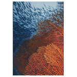 Trans Ocean - Liora Manne Marina Coral Indoor/Outdoor Rug Ocean 7'10"x9'10" - Enhance your home decor with this area rug that doubles as a work of contemporary art. This detailed picturesque aquarium view showcases vibrant orange corals, far away school of fish rushing past, and the gradient blue ocean waters to set a mythical tone that is ideal for any room. Made in Egypt from 100% polypropylene, the Marina Collection is Power Loomed to create intricate designs with a broad color spectrum and a high-quality finish. The material is flatwoven, low profile, weather resistant, UV stabilized for enhanced fade resistance, durable and ideal for those high traffic areas such as your patio, sunroom, kitchen, entryway, hallway, living room and bedroom making this the ideal indoor or outdoor rug. Detailed patterns are offered in an eclectic mix of styles ranging from tropical, coastal, geometric, contemporary and traditional designs; making these perfect accent rugs for your home. Limiting exposure to rain, moisture and direct sun will prolong rug life.