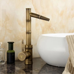 Antique Brass Bathroom Vintage Sink Tap Mixer Water Bamboo Faucet TA178G - Bathroom Sink Faucets