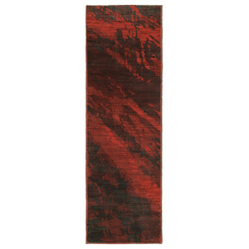 Oriental Weavers Sedona Collection Red/Grey Abstract Indoor Area Rug 2'3"X7'6"