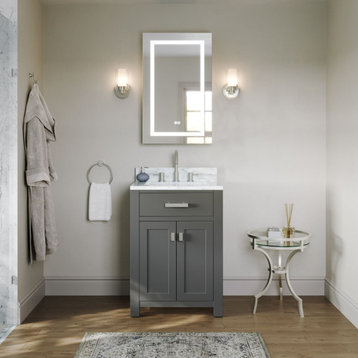 The Polaris Bathroom Vanity, Single Sink, 24", Cashmere Gray, Freestanding