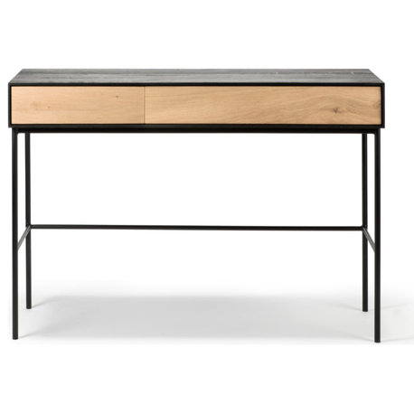 Solid Oak 2-Drawer Desk | OROA Blackbird