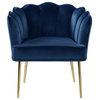 Jackie Navy Velvet Accent Chair With Gold Legs