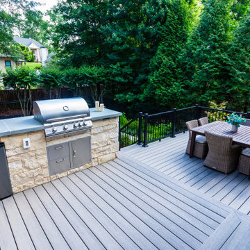 Built-In Stone Grill Station with Outdoor Refrigerator