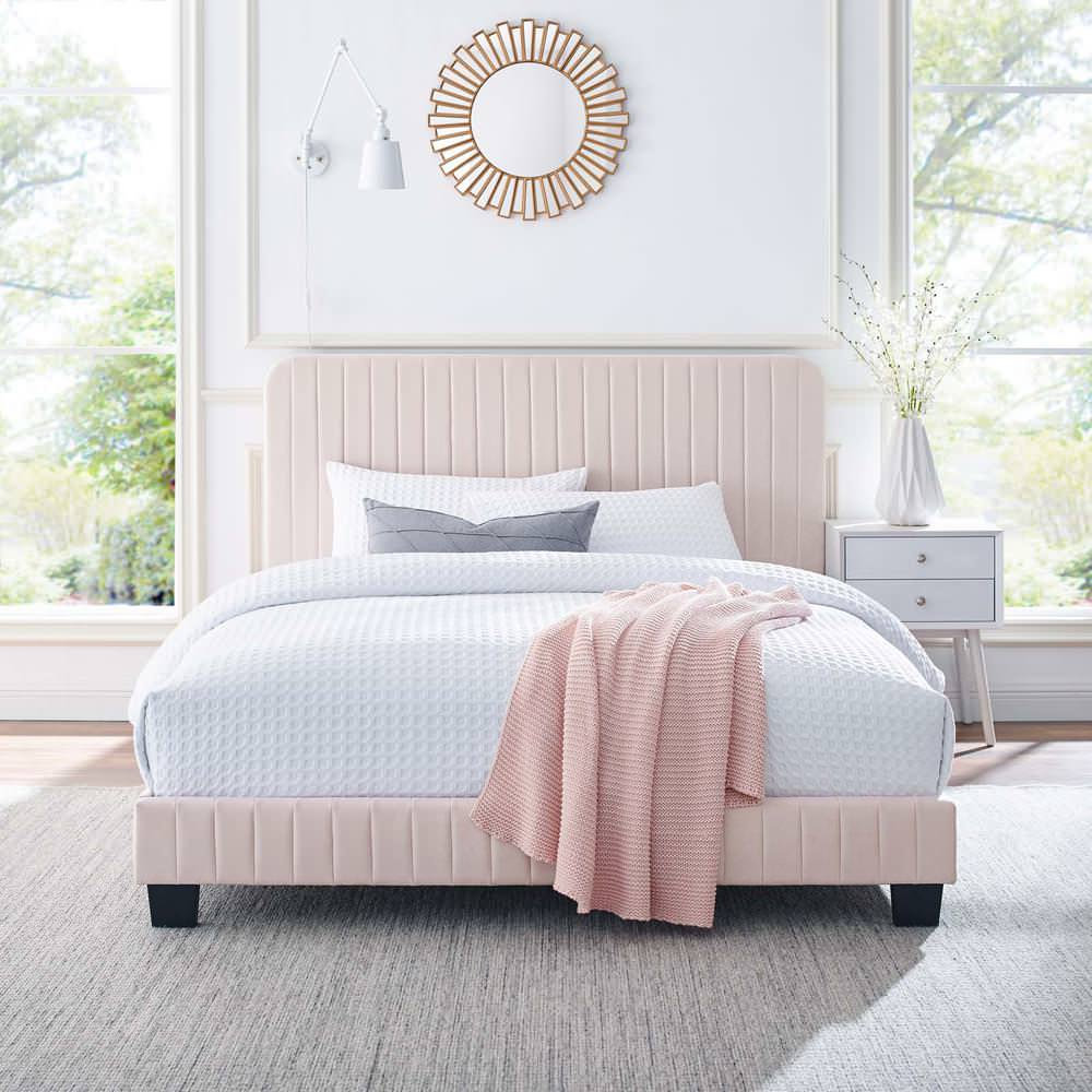Celine Channel Tufted Performance Velvet Twin Platform Bed ...