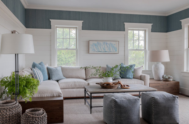 Beach Style Family Room by Martha's Vineyard Interior Design