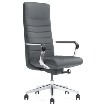 Hughes Modern Adjustable Executive Chair Dark Brown Top Grain Leather