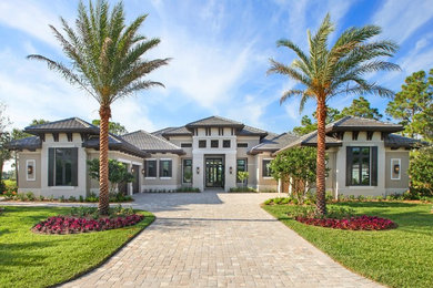 Inspiration for a transitional exterior home remodel in Miami
