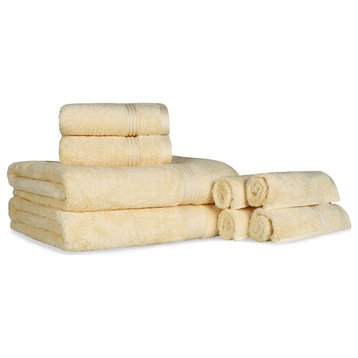 8 Piece Egyptian Cotton Solid Face Hand Bath Towels, Canary