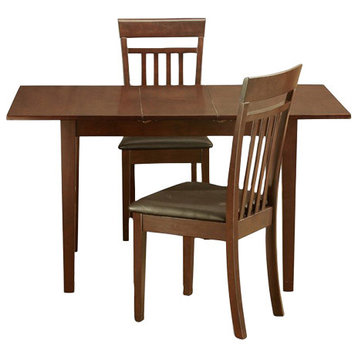 3-Piece Small Kitchen Table Set, Table With Leaf and 2 Kitchen Chairs
