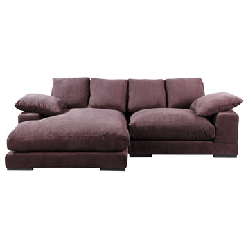 2 PC Brown Corduroy Large Reversible Modular Sectional Sofa