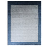 Get My Rugs LLC - Hand Knotted Loom Wool Area Rug Contemporary Light Blue Blue - Redefine the area of your home with this hand knotted Wool rug, which is crafted in the shades of vivid eye-catching color of light blue blue. The premium wool of this rug promises the softest texture and coziest feel for your feet. The pattern of this rug put emphasis on the modernity of your home’s upholster.