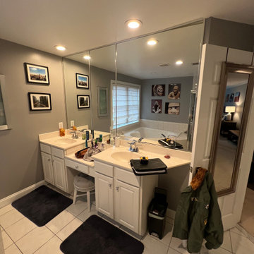 Blue-Gray Porcelain Master Bathroom Remodel in Arlington, VA
