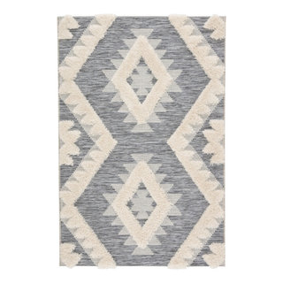 Vibe By Jaipur Living Elva Indoor/ Outdoor Oriental Tan/ Blue Area Rug  (5'X7'3)