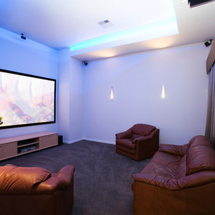 Inspiration for a modern home theater remodel in Newcastle - Maitland