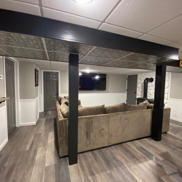 Farmhouse Style Basement with Sports Bar
