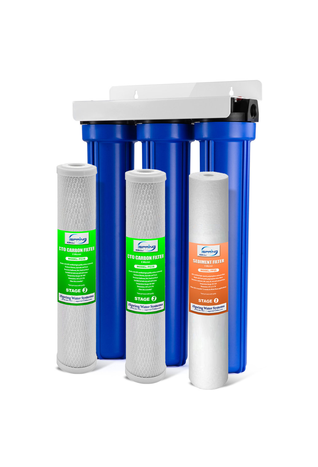 iSpring 3-Stage 20" Whole House Water Filter 3/4 NPT