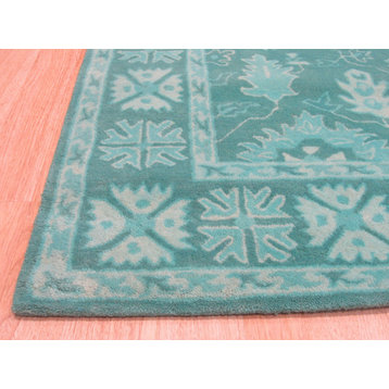 EORC Green Hand-Tufted Wool Overdyed Rug 6' Round