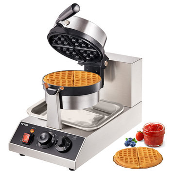 VEVOR Commerical Round Waffle Maker 1300W Rotatable Non-Stick Waffle Iron 120V