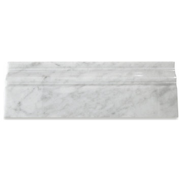 Carrara Marble Baseboard Venato Carrera Crown Molding Polished 4x12, 1 piece