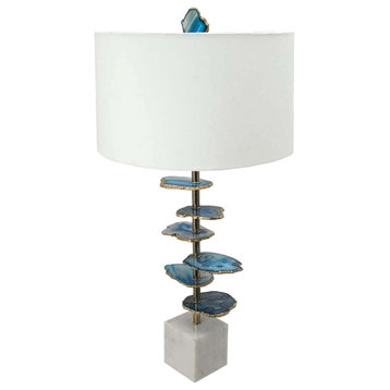 Agate 1 Light Table Lamp, Blue and White