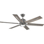 Progress - Progress P2586-8130K Glandon - 60" Ceiling Fan with Light Kit - The 60" Glandon ceiling fan features a 17W LED module (3000K color temperature) with a shatterproof white opal shade. With a sophisticated and modern design, Glandon has a dual mount system and comes with a full function remote control- batteries are included. A sophisticated and modern design, the 60" Glandon 6 blade ceiling fan includes reversible blades that will complement any decor