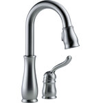 Delta - Delta Leland Single Handle Pull-Down Bar / Prep Faucet, Arctic Stainless - Delta MagnaTite Docking uses a powerful integrated magnet to pull your faucet spray wand precisely into place and hold it there so it stays docked when not in use. Delta faucets with DIAMOND Seal Technology perform like new for life with a patented design which reduces leak points, is less hassle to install and lasts twice as long as the industry standard*. Kitchen faucets with Touch-Clean  Spray Holes  allow you to easily wipe away calcium and lime build-up with the touch of a finger. You can install with confidence, knowing that Delta faucets are backed by our Lifetime Limited Warranty.  *Industry standard is based on ASME A112.18.1 of 500,000 cycles.