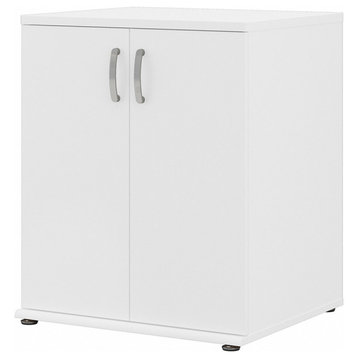 Pemberly Row Universal Floor Storage Cabinet w/ Doors in White - Engineered Wood