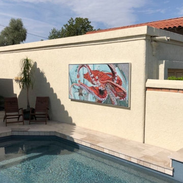 Nautical Mosaic Art - Orange Octopus I Mozaico