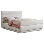 Meridian Furniture - Paxton Chenille Fabric Upholstered Bed, Cream, Full - Embrace the essence of cozy sophistication with the Paxton Chenille Fabric Bed, a haven designed to elevate your sleep experience and enhance your bedroom's aesthetics. The bed is adorned in a luxurious rich cream chenille fabric, its soft texture inviting you to sink into its warmth. The subtle sheen of the chenille adds a touch of elegance, creating a timeless look that complements various decors. The headboard features a classic horizontal channel tufted design, adding visual interest and dimension to the bed. This sophisticated detail exudes a touch of vintage charm, making the Paxton a perfect fit for both traditional and contemporary spaces.